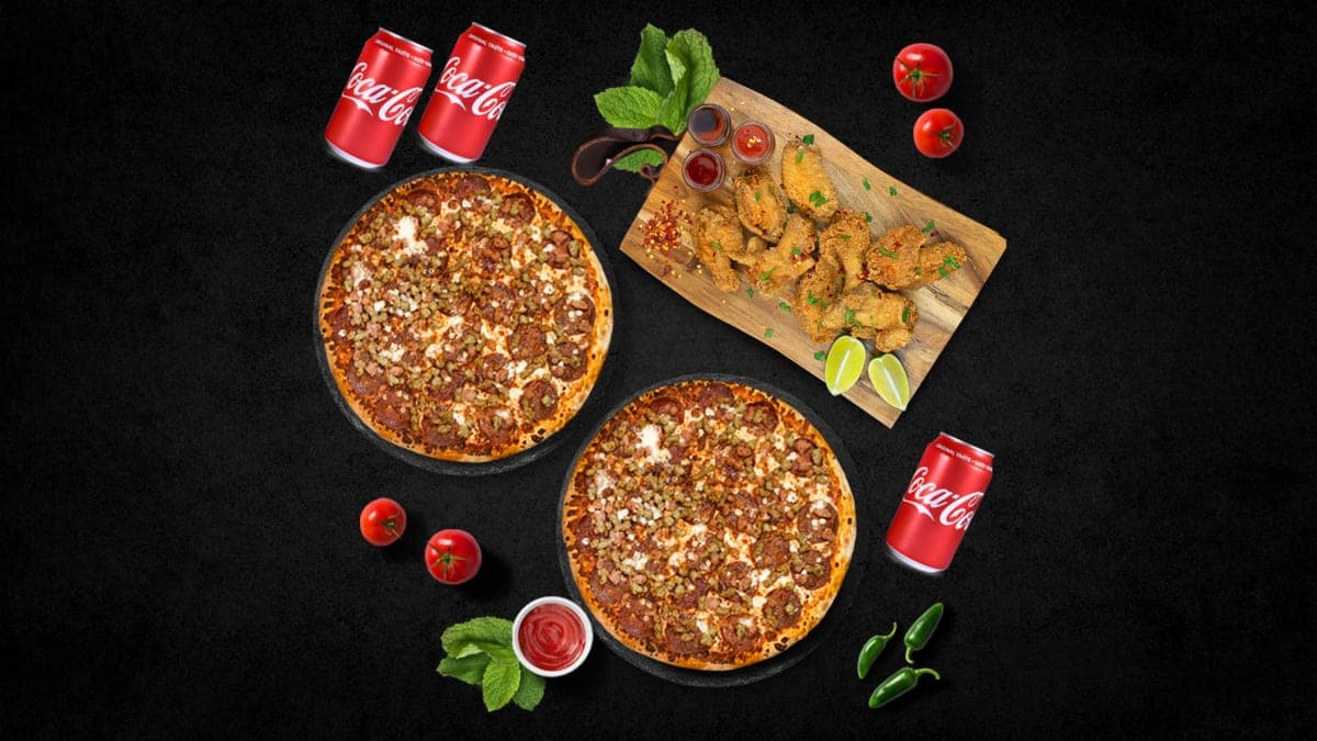 Double Pizza & 2 lb Wings Combo
